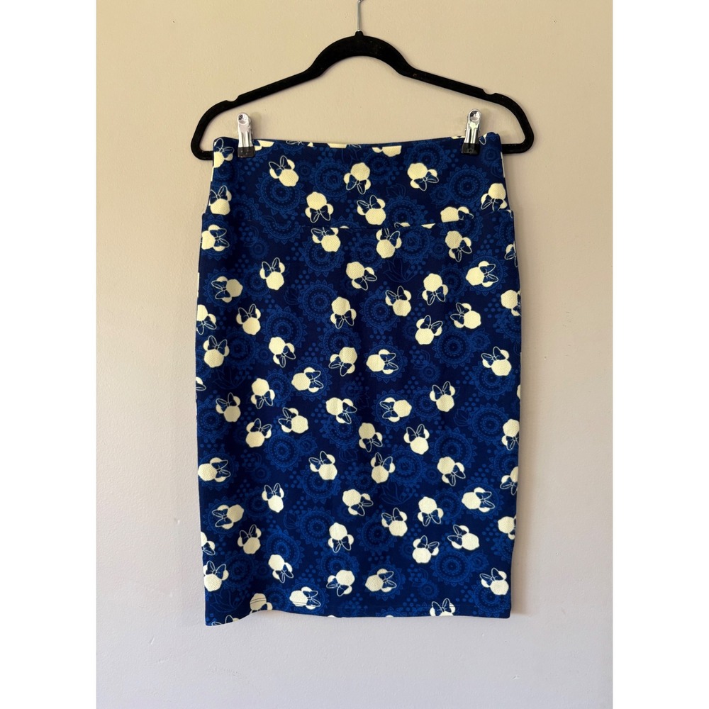 LuLaRoe Disney Cassie Pencil Skirt Medium Blue Minnie Mouse Mandala Print Medium